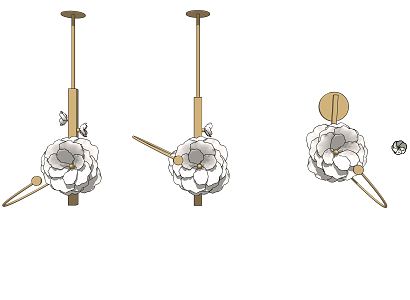 Light Luxury Lamps Combination Flower Chandelier Wall Lamp 3d model