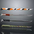 Various Weapons Knives With Colored Handles Camouflage Patterns And Different Blade Styles 3d model
