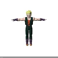 Anime Style Warrior Character With Spiky Yellow Hair Red Vest Green Pants And Purple Boots