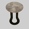 Modern Dining Table With Round Textured Tabletop And Gold Metal Curved Legs