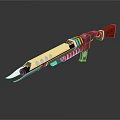 Modern Gold Red Decorative Knife Weapon with Silver Sharp Blade 3d model
