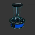 3D Model of Double Circular Platforms With Vertical Rods and Blue Base