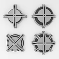 Four Modern Gray Round Wall Decor Pieces Featuring Cross Line Design