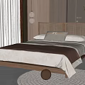 Modern Double Bed with Woven Headboard and Round Pendant Lights in Natural Bedroom Interior