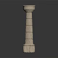 Detailed White Fluted Classical Column With Stone Base And Capital Structure 3d model