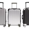 Modern Hard Shell Suitcases in Silver White and Black with Trolley Handle and Wheels
