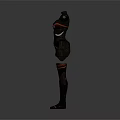 Fashionable Black Clothing Set With Red White Accents Long Sleeves Pants And Boots