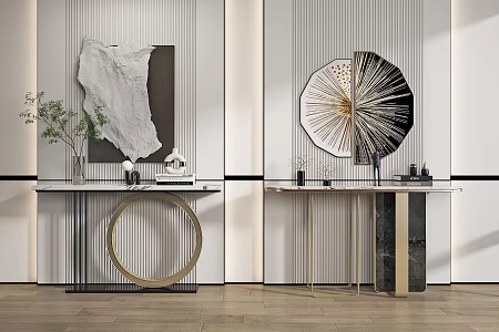 Light Luxury Entrance Table End View Desk 3d model