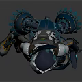 Futuristic Cyberpunk Game Movie Character With Mechanical Rabbit Ears Glowing Eyes And Weapon