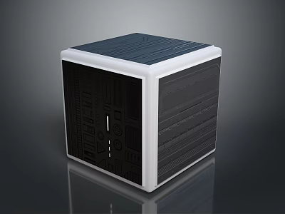 Modern Cube Shaped Computer Case With Black White Design And Ventilation Panels 3d model