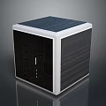 Modern Cube Shaped Computer Case With Black White Design And Ventilation Panels 3d model