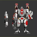 Futuristic Mechanical Creature With Red White Silver Metallic Components And Transparent Structural Design 3d model