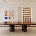 Indoor Sports Equipment Featuring Ping Pong Table And Decorative Wall Art For Home Game Room