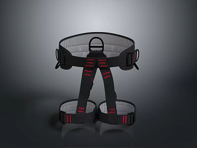 Ergonomic Black Mesh Shoulder Harness With Red Stripes And Adjustable Buckles 3d model