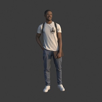 Men with schoolbags Young men 3d model