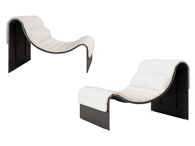 White Bean Bag Chair With Black Frame Curved Design Modern Comfortable Living Room 3d model