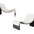 White Bean Bag Chair With Black Frame Curved Design Modern Comfortable Living Room