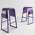 Sleek Pink Bar Stools With Storage Pockets For Modern Home Interior 3d model