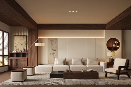 New Chinese Style Song Style Living Room 3d model