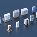 Diverse Industrial Equipment Including Control Cabinets Distribution Boxes With Various Colors Shapes And Warning Signs