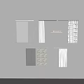 Modern Curtains With Vertical Blinds Plain And Patterned Fabric Design Styles 3d model