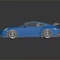Blue Sports Car With Gray Roof Rear Spoiler Black Wheels And Sleek Design