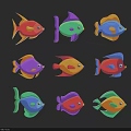 Colorful Cartoon Fish Wall Decor With Vibrant Design And Cute Artistic Patterns