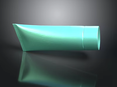 Green Cosmetic Tube With Smooth Surface And Reflection On Black Background 3d model