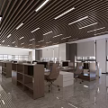 Modern Public Office Space With Open Layout Wooden Slat Ceiling And Ergonomic Workstations