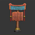 Ornamental Chinese Traditional Structure With Red Frame Blue Roof And Wooden Pillar
