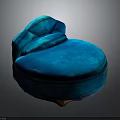 Elegant Blue Velvet Swan Chair With Curved Backrest And Comfortable Seat