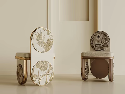 Elegant Luxury Artistic Upholstered Single Chair With Unique Circular Pattern Design For Chic Home Interior 3d model