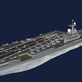 Military Aircraft Carrier With Fighter Jets On Deck Sailing Ocean Surface