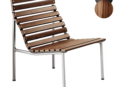 Wooden Outdoor Chair With Slatted Design And Sturdy Metal Frame for Garden Patio Use 3d model