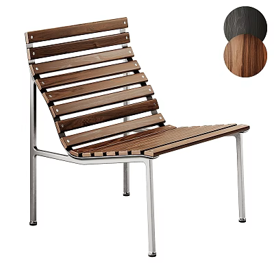 Wooden Outdoor Chair With Slatted Design And Sturdy Metal Frame for Garden Patio Use 3d model