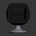 Modern Black Leather Chair With Rounded Armrests And Round Chrome Base