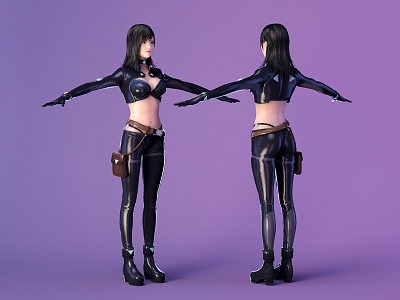 Virtual Character Game Character War Kiss kissofwar Tifa Final Fantasy Sexy Leather Pants Cropless 3d model