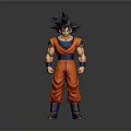 3D Dragon Ball Character Model With Orange Outfit Blue Belt And Black Hair