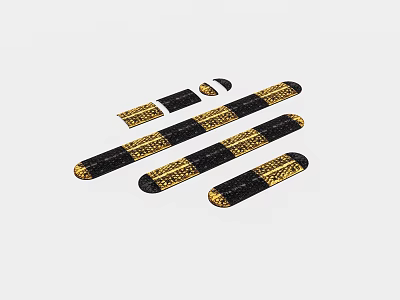 Black And Gold Striped Industrial Equipment Metal Components For Heavy Machinery Use 3d model