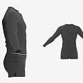 Dark Colored Fitted Long Sleeve Top And Shorts Sportswear Outfit Set