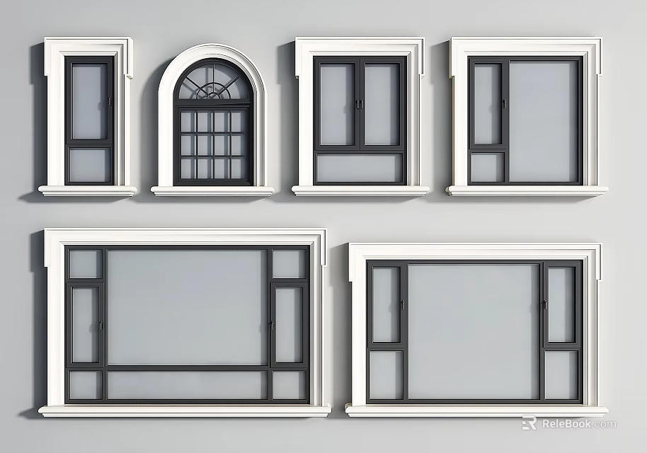 Various Casement Window Designs With Different Frame Styles And Glass Options 3d model 