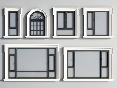 Various Casement Window Designs With Different Frame Styles And Glass Options 3d model