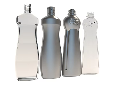 Sculptural Carving Design of Modern Bottle Shapes With Transparent And Metallic Finishes 3d model