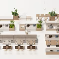 Modern Wooden Outdoor Chair Set For Garden Patio With Green Plants And Table