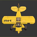 Yellow Biplane Model with S-21 Marking Black Stripes Propeller and Wheels