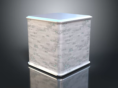 Modern Cube Shaped Building With Textured Brick Pattern Exterior And Smooth Flat Roof Design 3d model