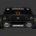Blue Modified Race Car With Orange Wheels 43 Number Graphics And Rear Spoiler
