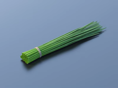 Fresh Organic Green Onions Bunch Neatly Tied On Blue Background 3d model