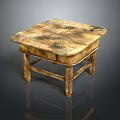 Vintage Wooden Coffee Table with Worn Surface Texture and Single Drawer Design Sturdy Four Legs