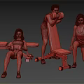 People Exercising Together With Dumbbells And Gym Benches In Fitness Session